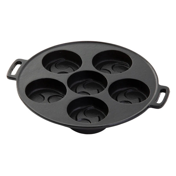 Gifu-Asahi Cast-Iron 6-Piece Obanyaki Pan (Tomoe Pattern)