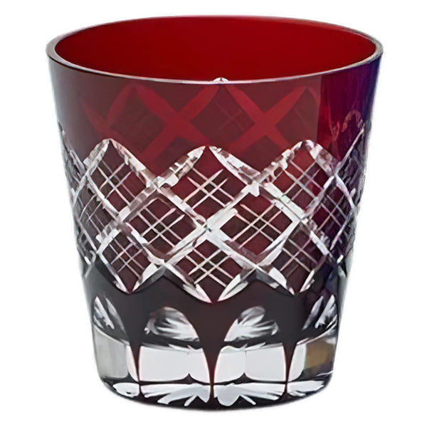 KIMOTO GLASS TOKYO Edo Kiriko Old Fashioned Glass Layered Yarai Red