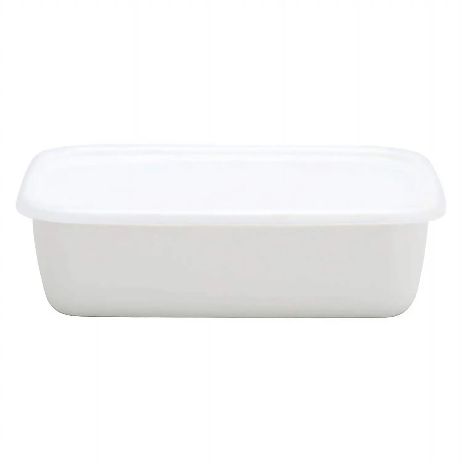 Enamel Food Storage Container with Lid - Flat XL