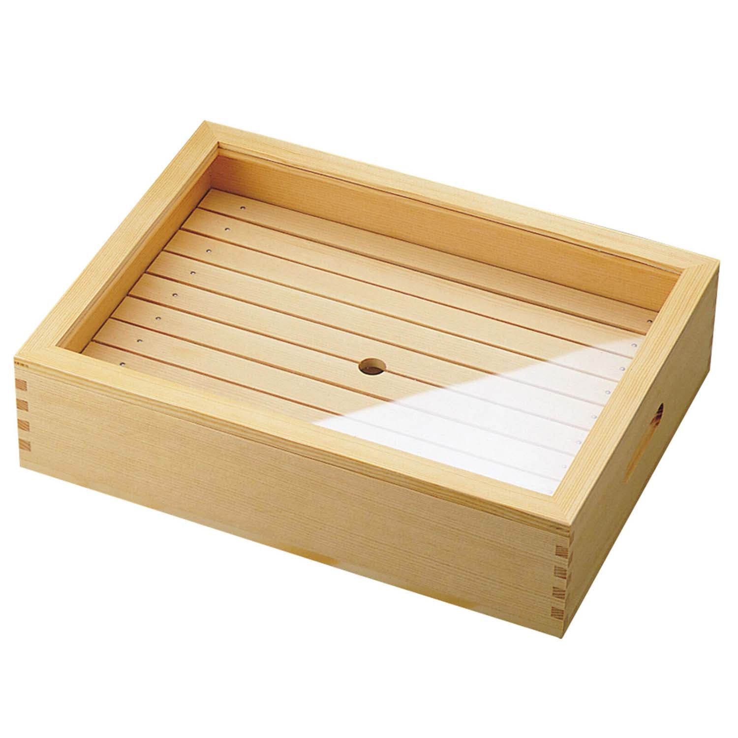 Yamacoh Wooden Sushi Neta Case with Stainlesss Steel Tray 
