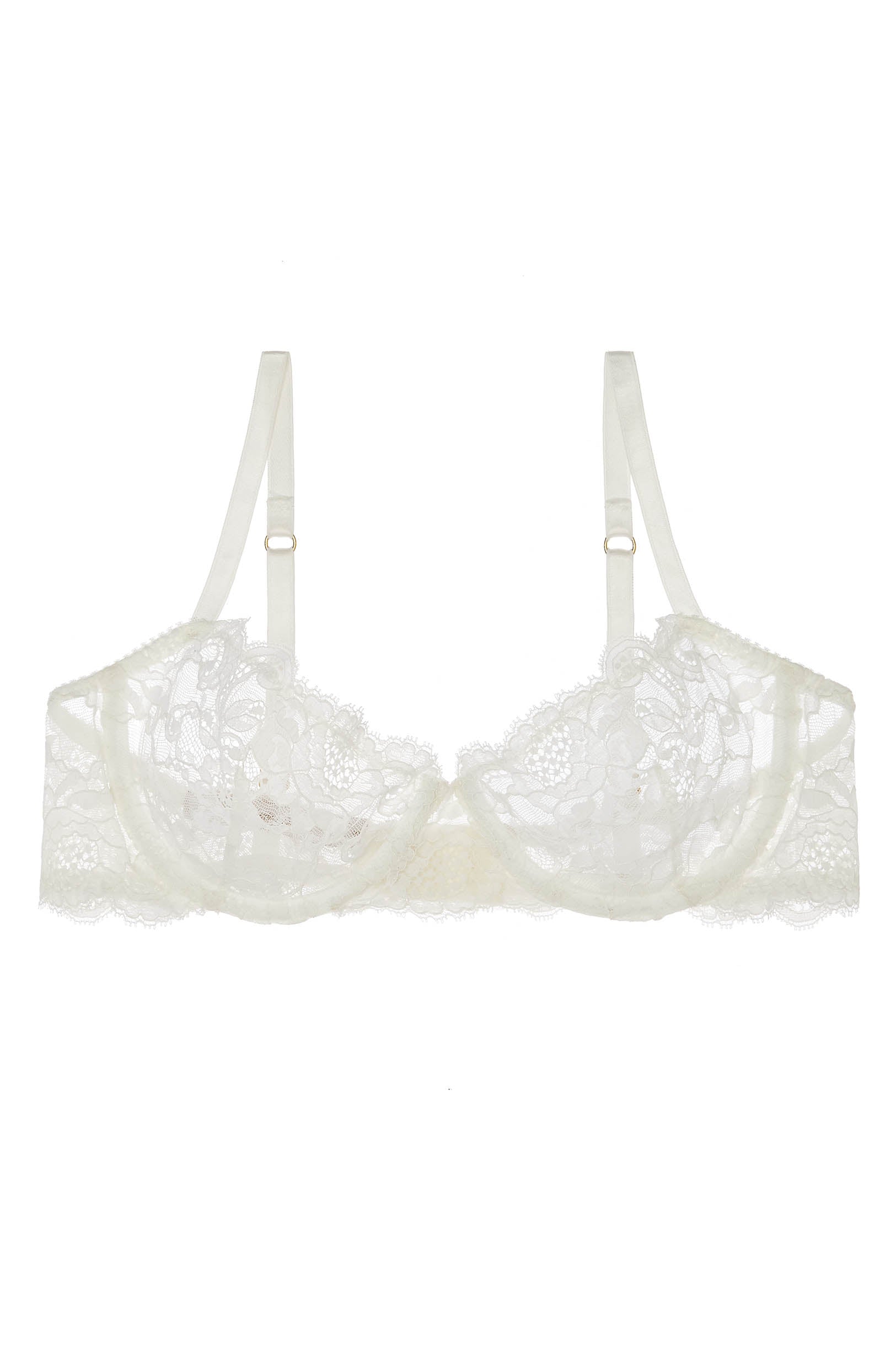 Peony French lace underwire balconette demi cup bra ...