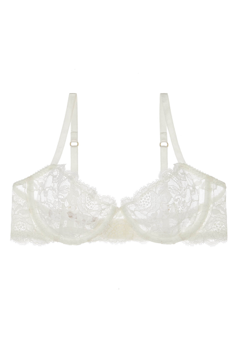 Peony French lace underwire balconette demi cup bra ...