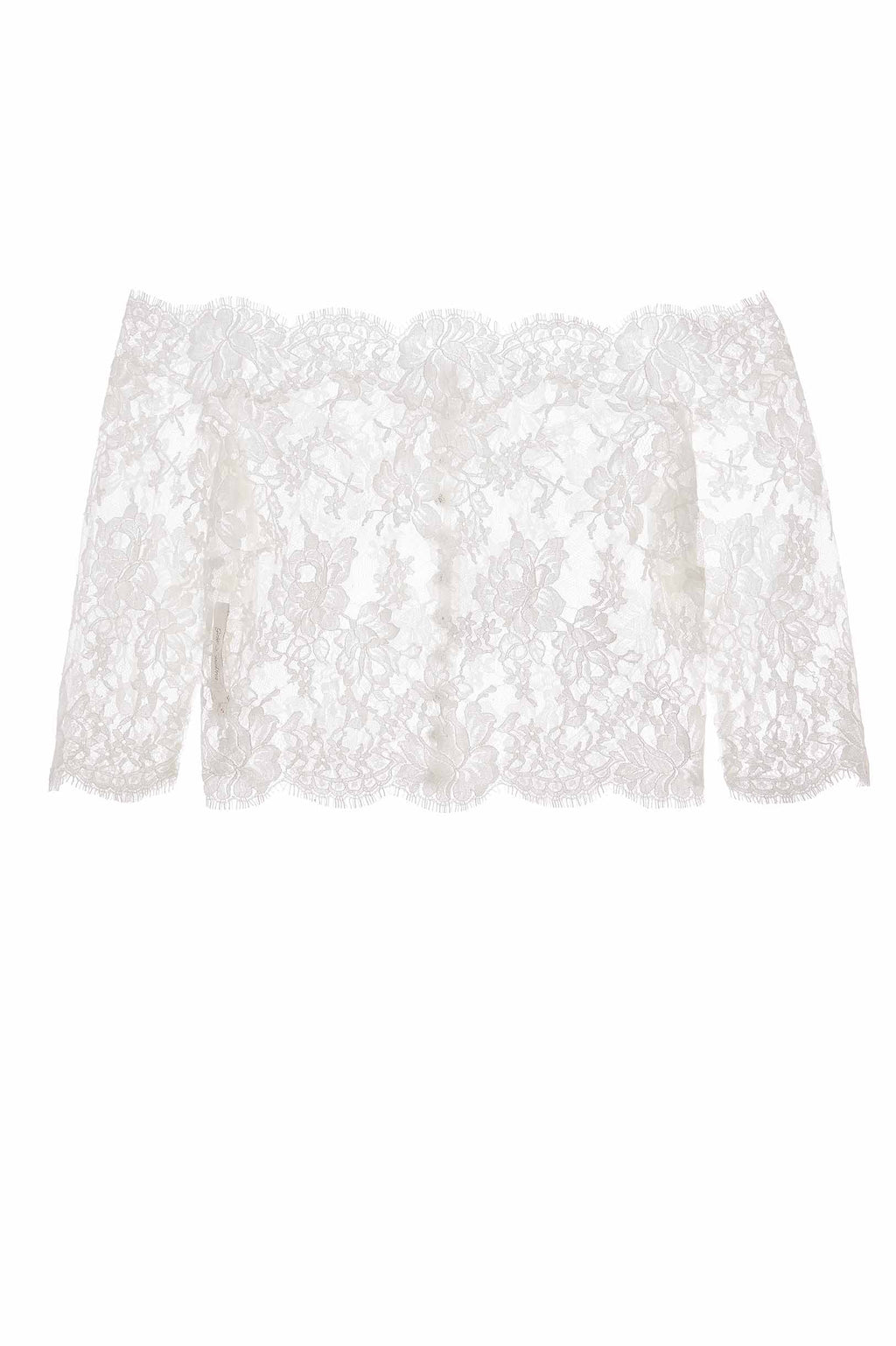 Dominique French lace off-the-shoulder topper in Ivory ...