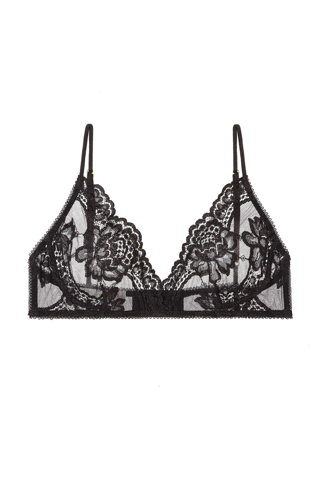 Rosa Scalloped French Lace Bralette in Black, Ivory or Rose Pink ...