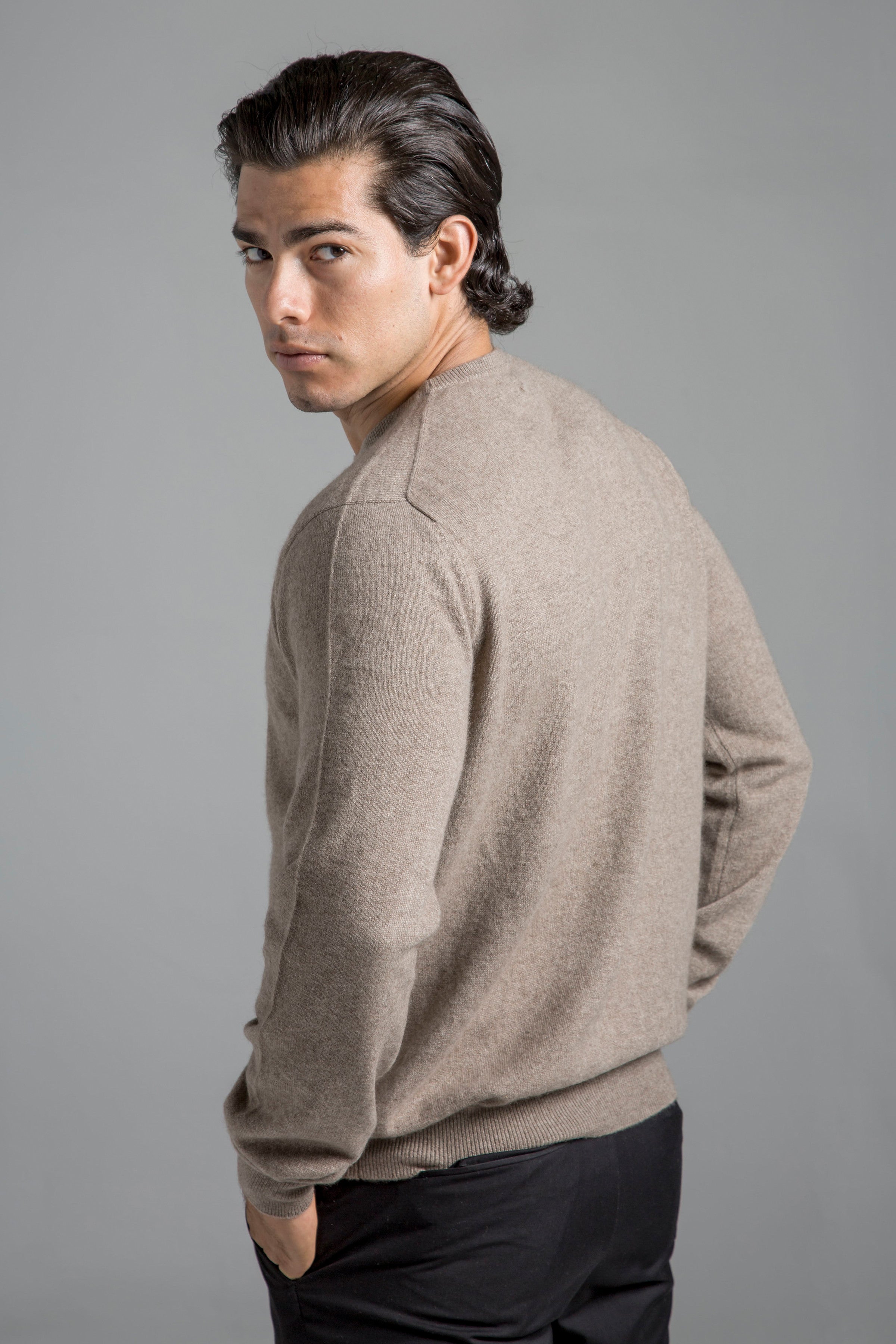 Mens Cashmere Crewneck Sweater - Brown