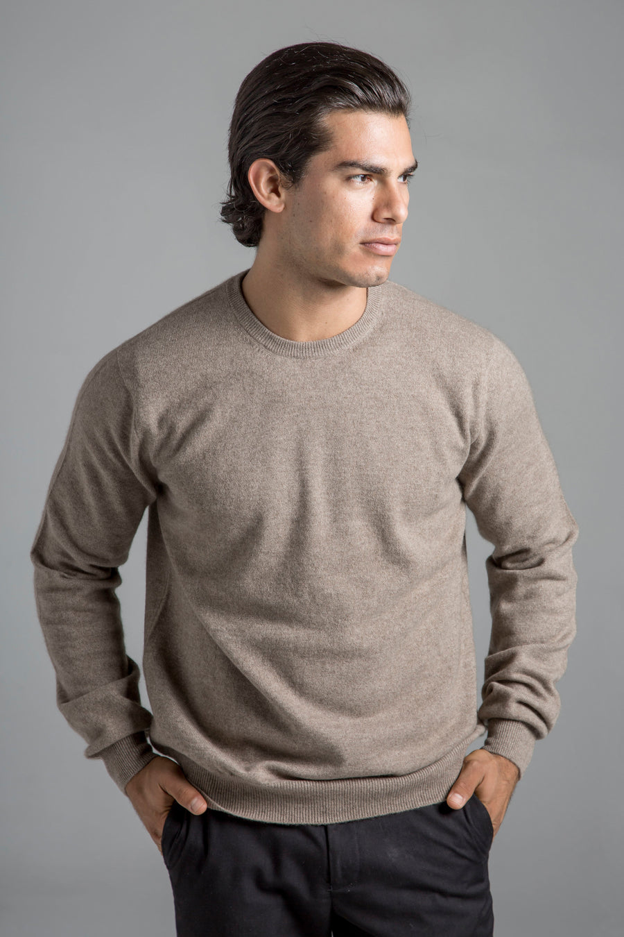 Mens Cashmere Crewneck Sweater - Brown | Pine Cashmere