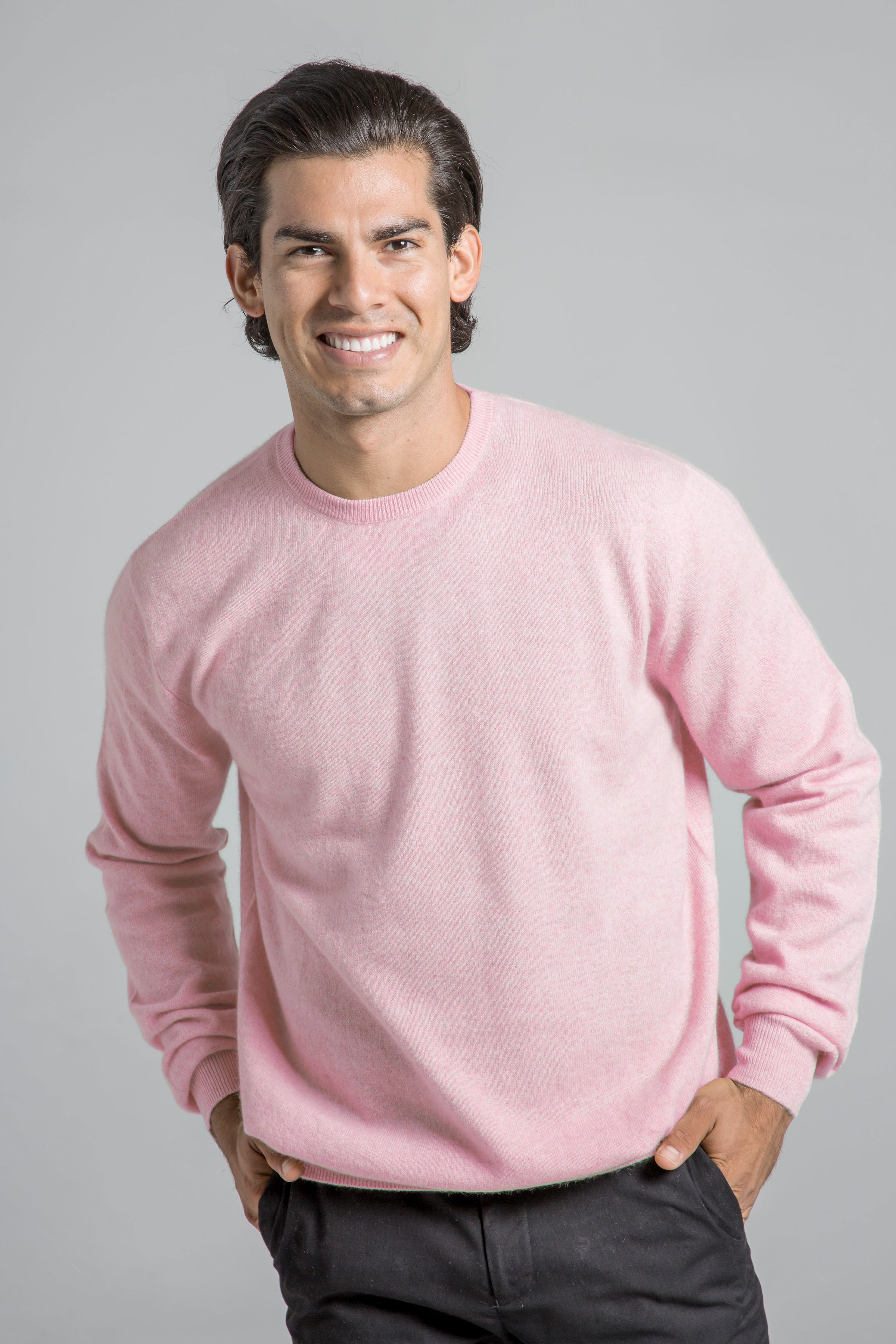 Mens Cashmere Crewneck Sweater - Pink