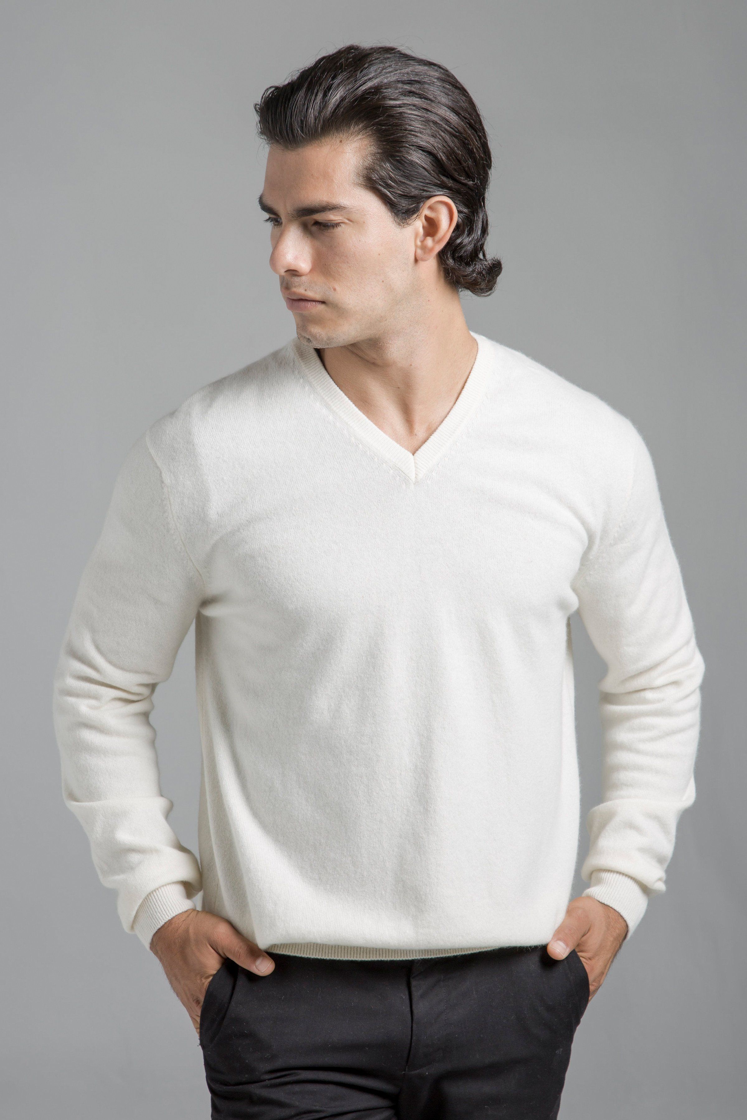 Men’s Classic Cashmere V-Neck Sweater by Pine Cashmere