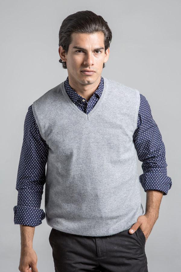 Men’s Classic Cashmere V-Neck Vest by Pine Cashmere