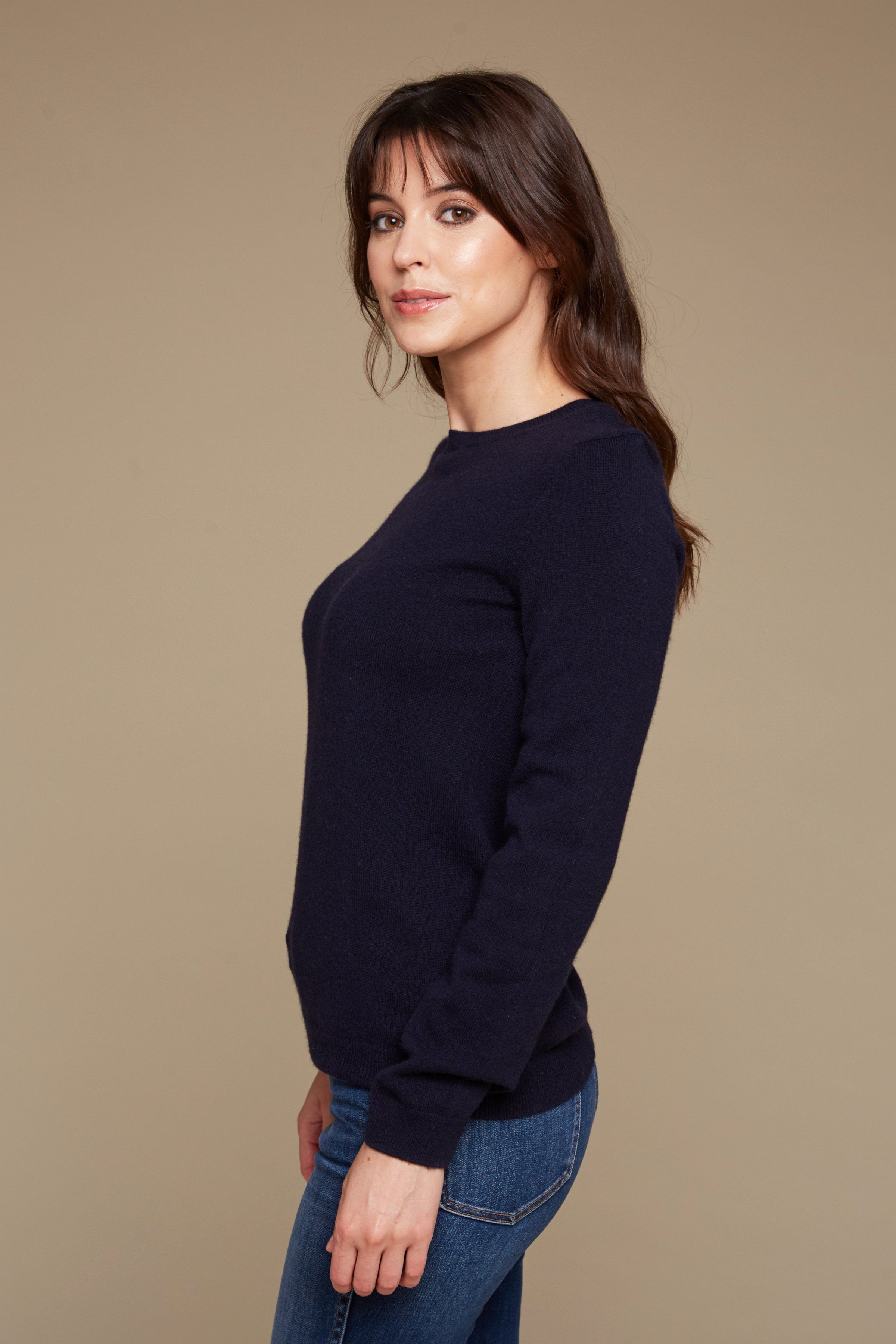 Sydney Classic Crewneck Cashmere Sweater - Navy