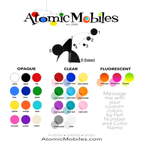 Carta de colores para la escultura Moderne Art Stabile - hecha a mano en Los Ángeles por AtomicMobiles.com