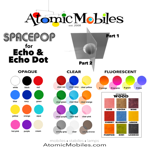 Color Chart for SpacePop Space Age Retro Stand Echo 4th Generation and Echo DOT 5th Generation by AtomicMobiles.com