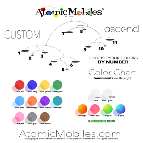 Color Chart for ASCEND XL 8 Foot Hanging Art Mobile by AtomicMobiles.com