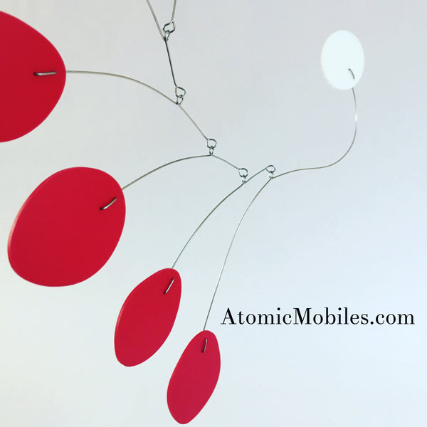 Red MCM Hanging Art Mobile by AtomicMobiles.com - custom handmade kinetic sculpture