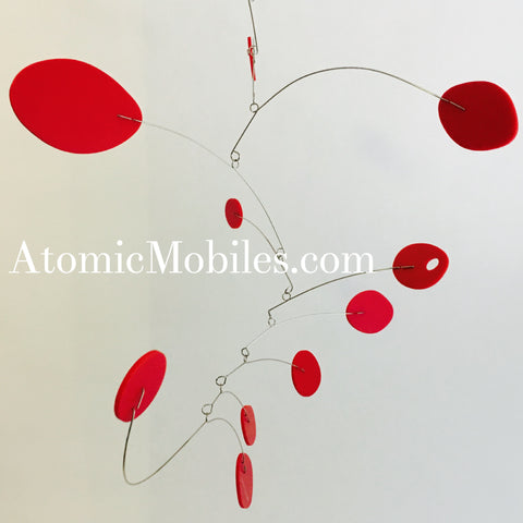 Todo el móvil de arte colgante rojo inspirado en Calder hecho a mano para un cliente en MD - por AtomicMobiles.com
