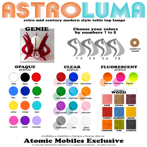 Enlarge Color Chart for ASTROLUMA Genie Space Age Retro Lamp by AtomicMobiles.com