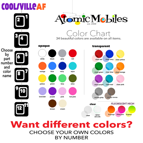 Carta de colores para móviles artísticos colgantes COOLSVILLE AF XXL Jumbo de AtomicMobiles.com