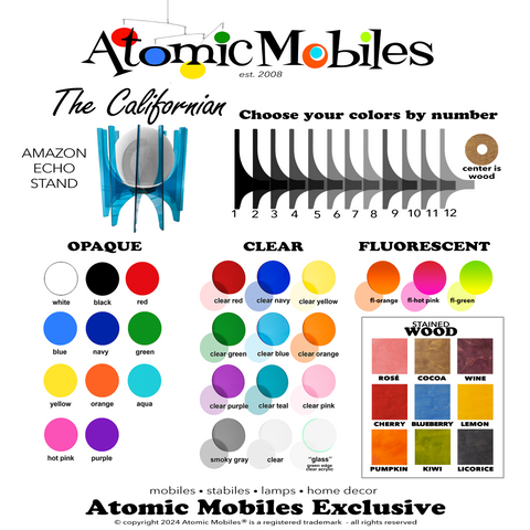 Click to enlarge Color Chart for The Californian Amazon Echo Dot Holder Stand by AtomicMobiles.com