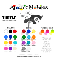 Tabla de colores para colores personalizados de KinetiCats Colección Stabiles de esculturas de arte moderno de animales abstractos de AtomicMobiles.com