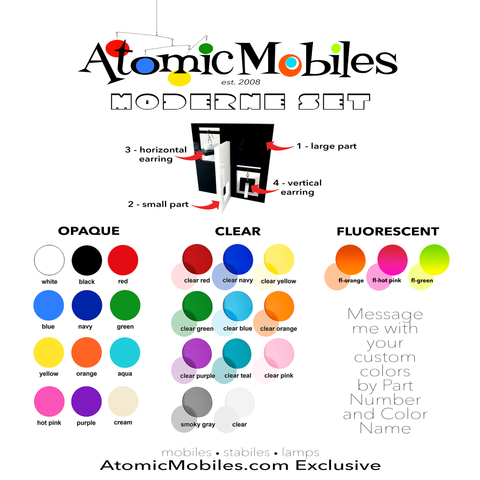 Carta de colores del conjunto moderno | aretes + soporte art stabil en colores personalizados que elijas por AtomicMobiles.com