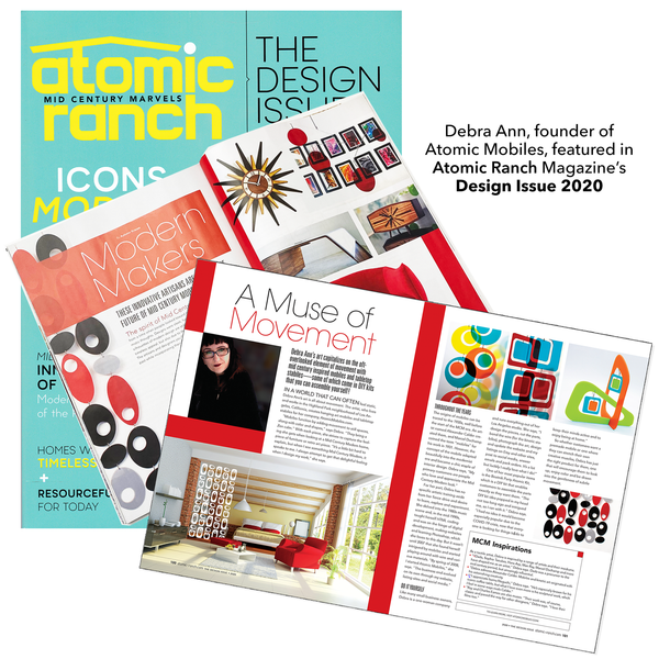 Debra Ann of Atomic Mobiles featured in two page spread in Atomic Ranch Magazine's The Design Issue 2020