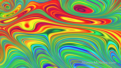 Fond virtuel Zoom gratuit par AtomicMobiles.com dans des couleurs vives et audacieuses de vert, bleu, rouge et jaune