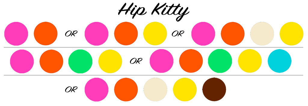 Hip Kitty Mid Century Modern Color Recipes of Hot Pink, Orange, Aqua, Lime, Yellow, and Brown for Atomic Hanging Art Mobiles, Room Dividers, and Kinetic Art Stabiles by AtomicMobiles.com