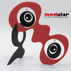 Handmade Modernist retro mid century style earrings and stabile kinetic modern art sculpture by AtomicMobiles.com