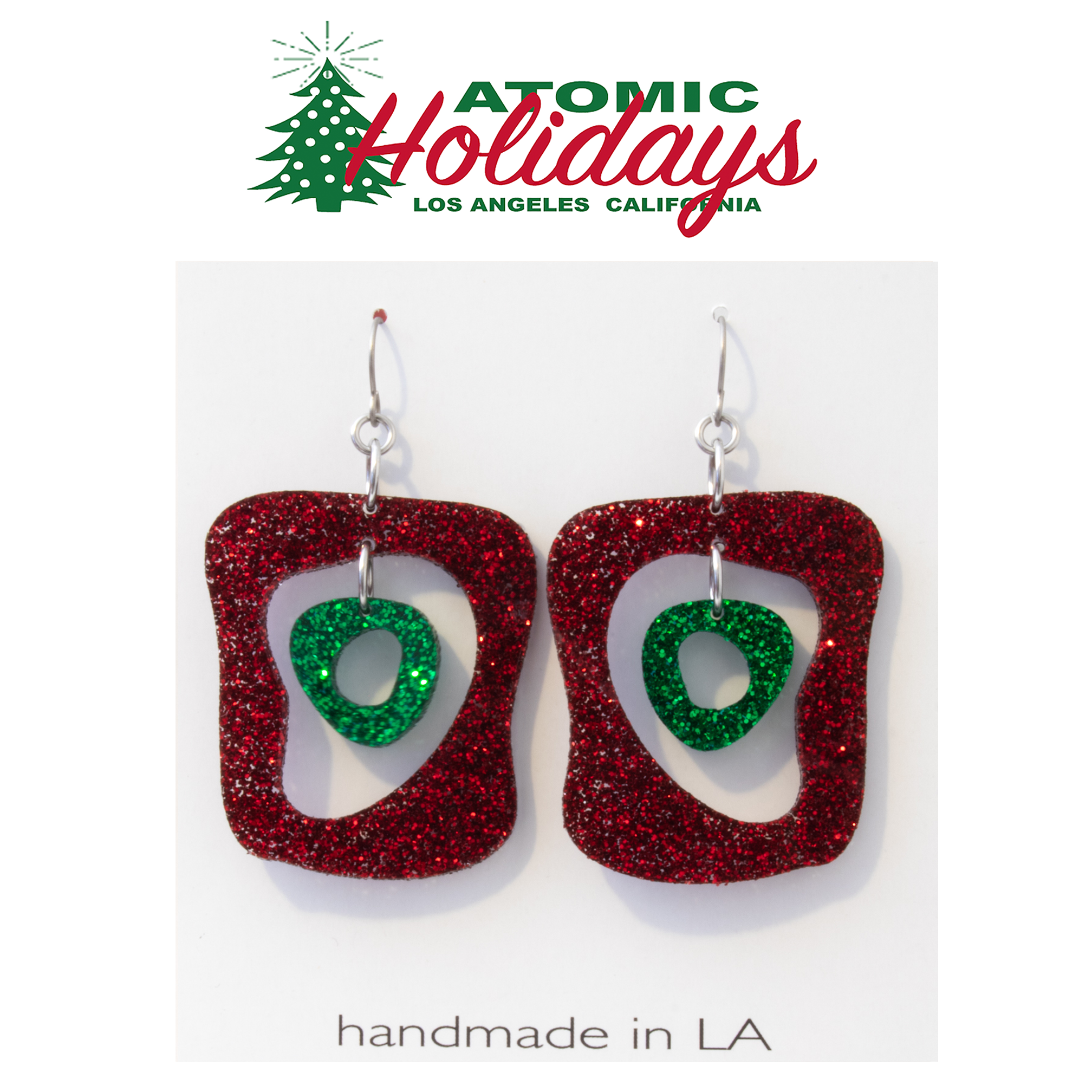 Christmas Earrings - Christmas Pattern Square Statement Acrylic Dangle –  Laser and Beam