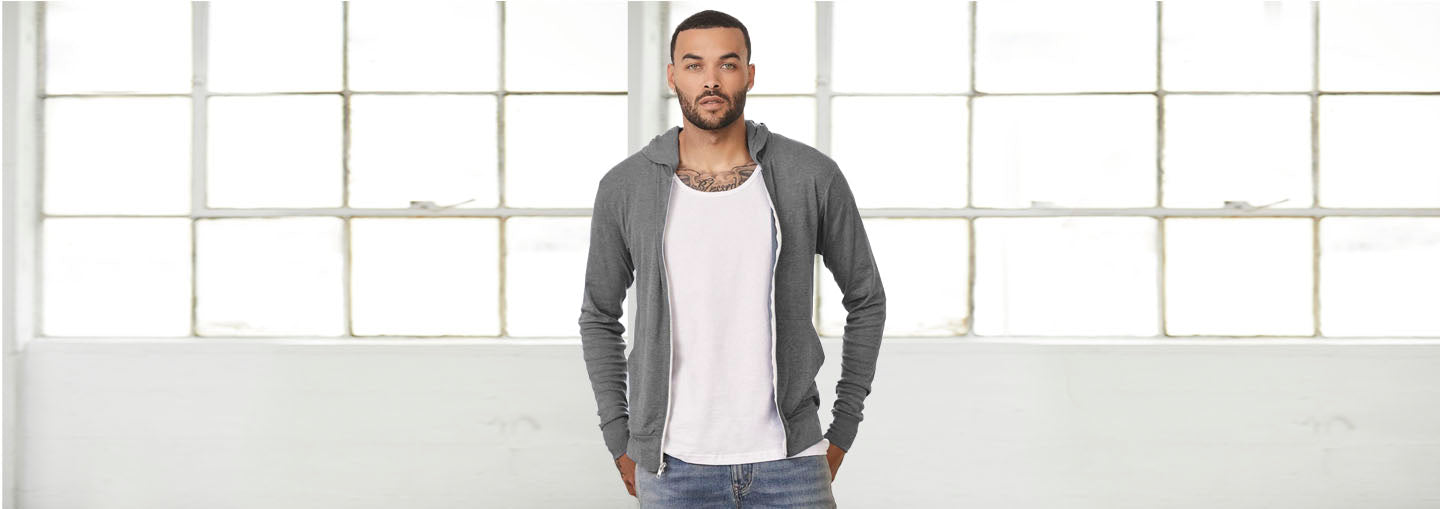 Sweat shirt plongée légers à zip et à capuche homme requin gris