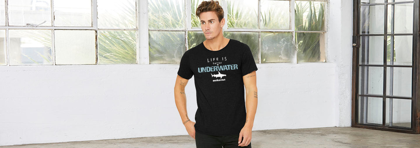 Men's diving t-shirt life is better underwater