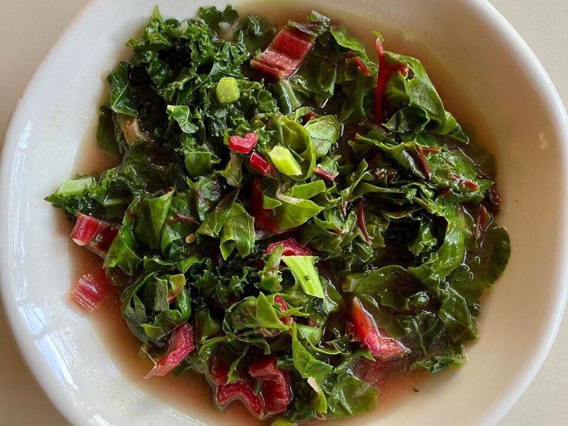 Anti-inflammatory Leafy Greens-Kale and Chard Cooked in VitaClay for 10 minutes Perfect to “pair” with any proteins!