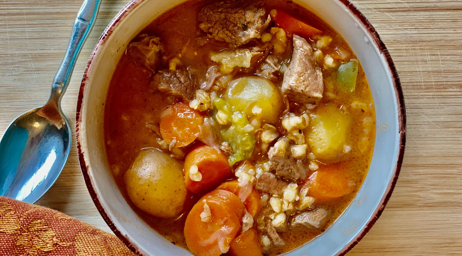 Slow Cooker Grass-fed Beef Barley Potato Soup Recipe in Just 2 Hours