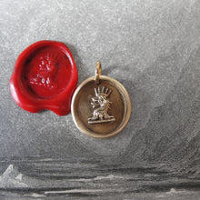 Load image into Gallery viewer, Crowned Lion Bronze Wax Seal Pendant - Dauntless Courage - RQP Studio
