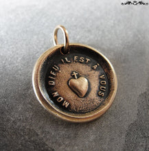 Load image into Gallery viewer, My Heart Is Yours Wax Seal Charm with cross and heart - antique wax seal jewelry - RQP Studio
