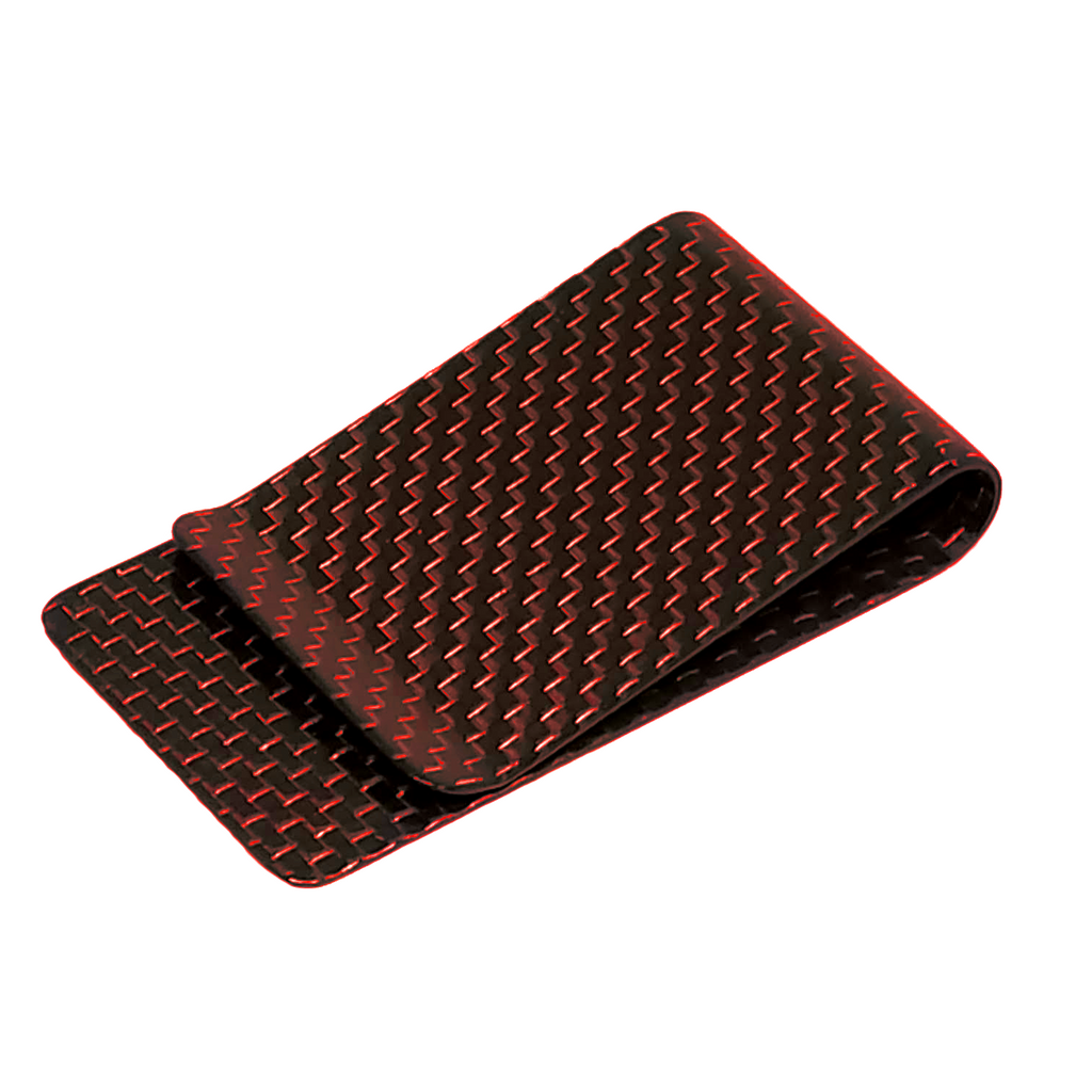 REAL Carbon Fiber Money Clip - Glossy 2x2 RED Kevlar - Carbonphile