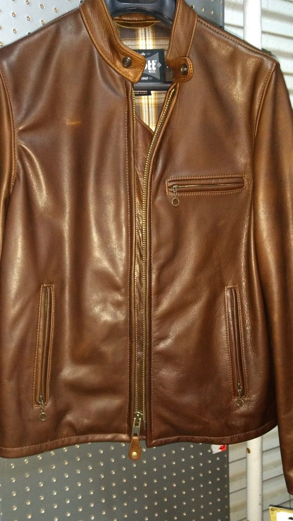 Schott Nyc Racer 530 Pebbled Cowhide Cafe Leather Jacket New W
