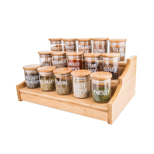 12 Herbs Pantry Jars Set  Bamboo Rack – Spice It Your Way