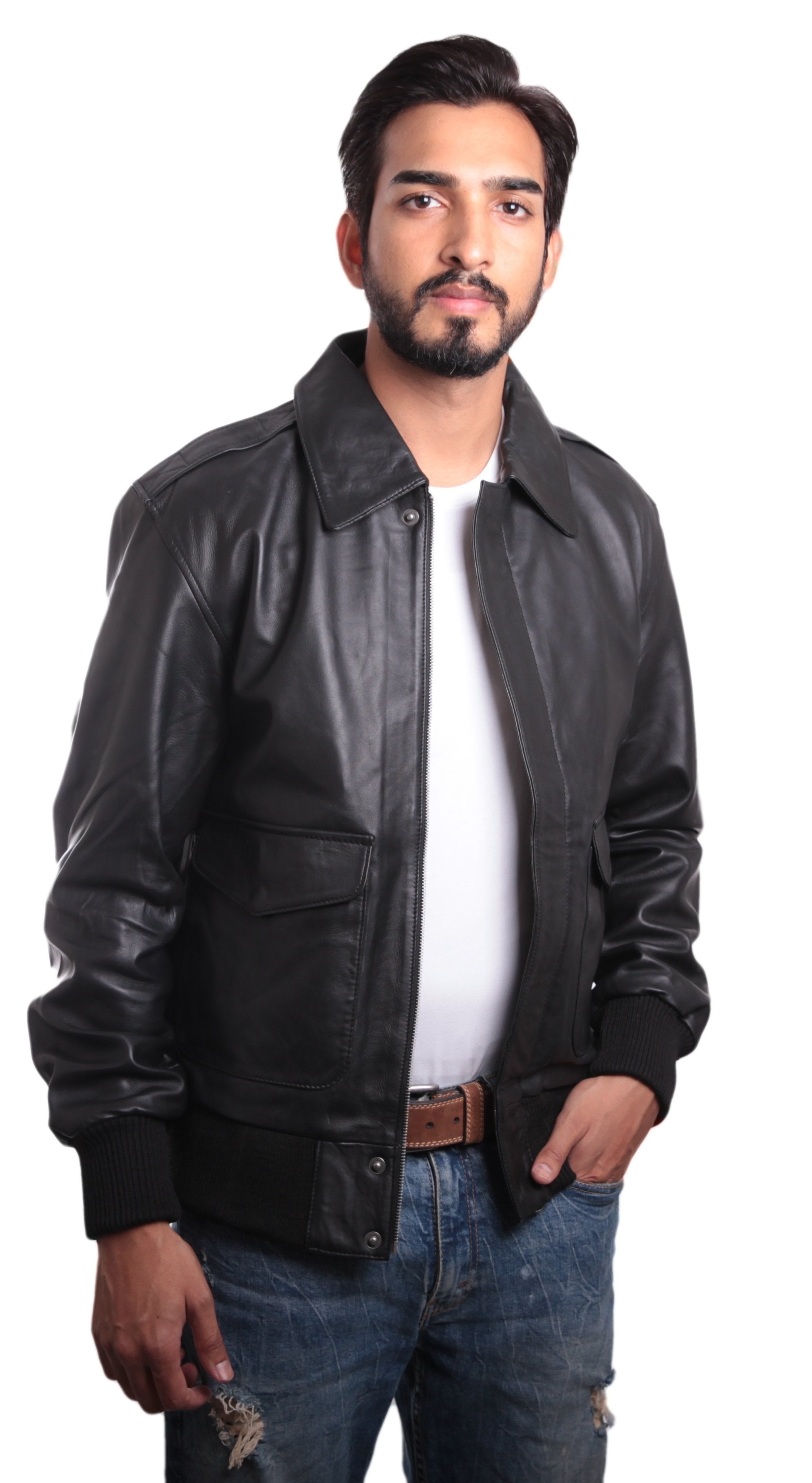 Houston Mens Leather Bomber Jacket Leather Jacket FADCLOSET