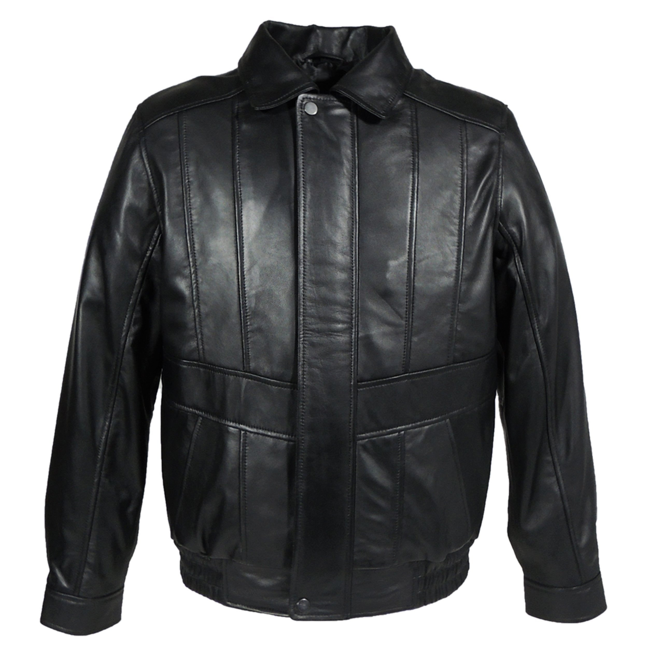 Mens Classic Black Bomber Leather Jacket Leather Jacket FADCLOSET