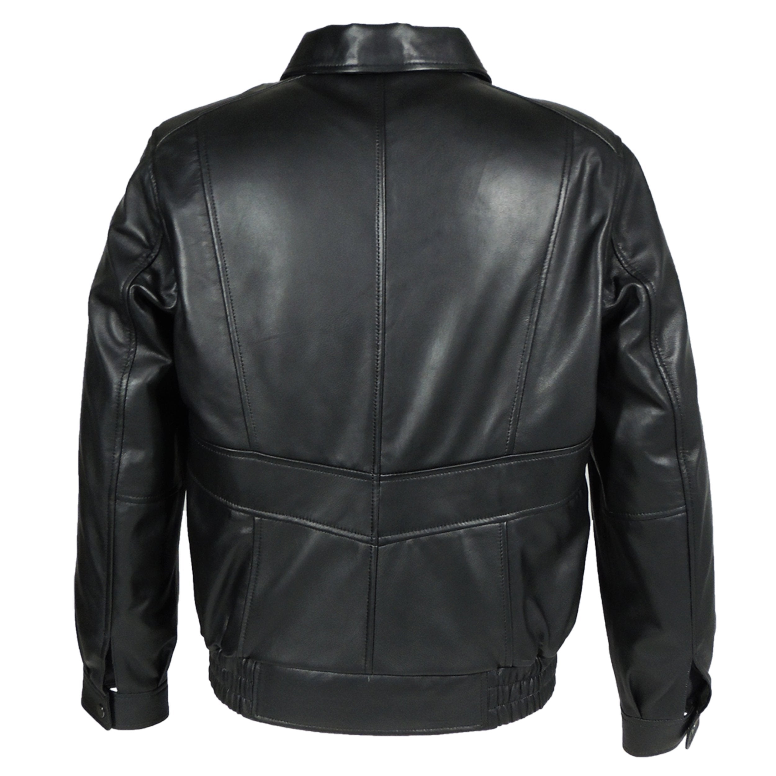 Mens Classic Black Bomber Leather Jacket Leather Jacket FADCLOSET