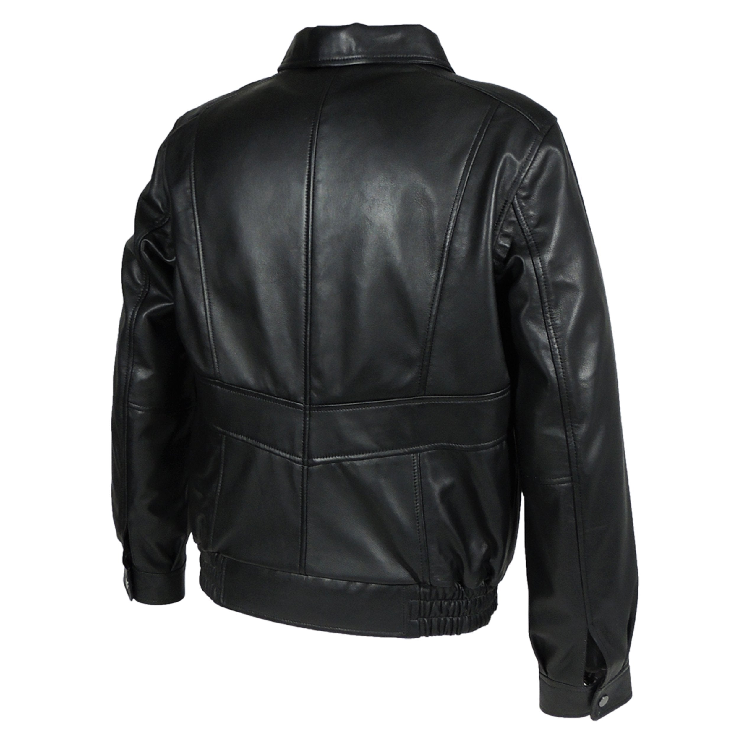 Mens Classic Black Bomber Leather Jacket Leather Jacket FADCLOSET