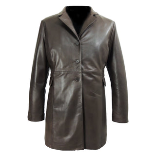 Felicia Womens 3/4 Long Leather Coat – FADCLOSET