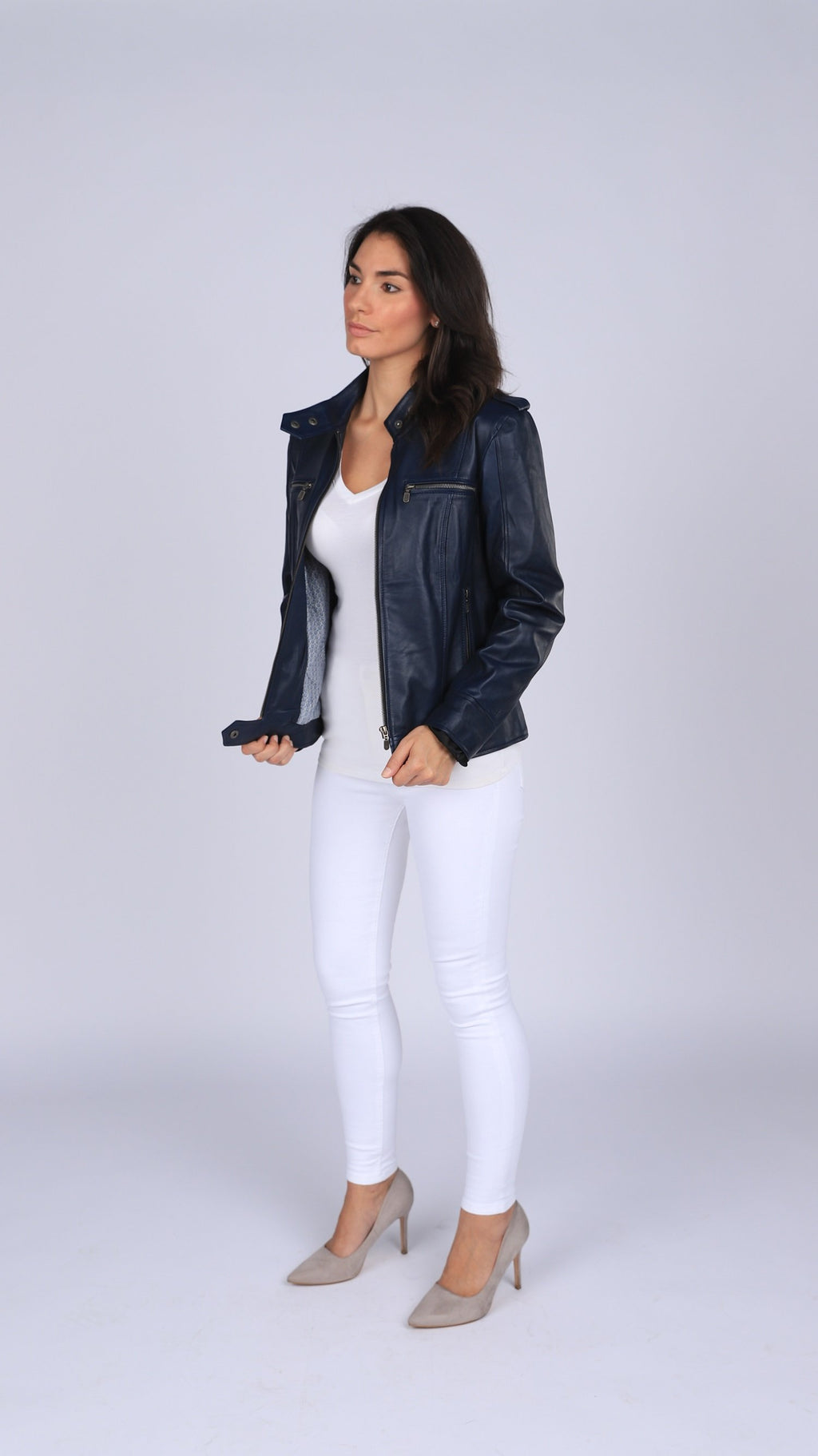 Faya Womens Leather Jacket Midnight – FAD