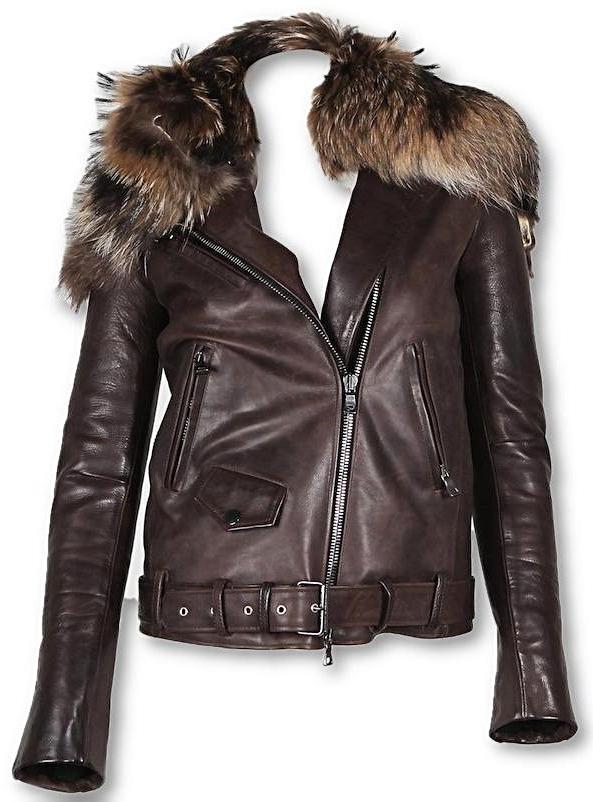 fur collar biker