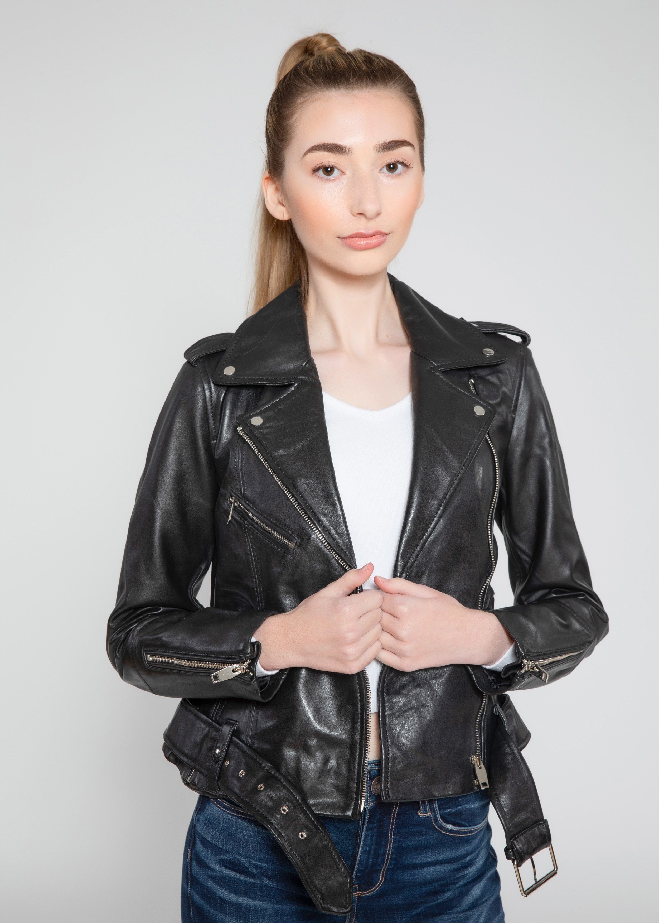 toewijding ozon hersenen Womens Moto Nappa Leather Jacket – FAD
