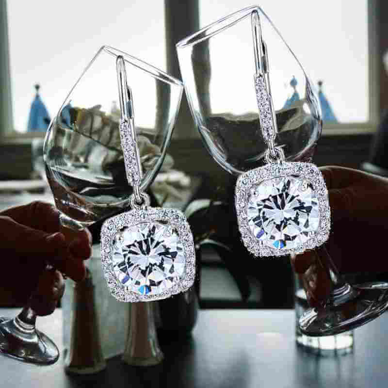 Buy Wedding Earrings for Bridesmaids  Sterling Silver Crystal CZ Cubic  Zirconia Rhinestone Cluster Leaf Dangle Earrings for Party Prom Pageant Bridal  Jewelry for Women Formal Earrings at Amazonin