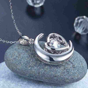 Dancing Stone Love To The Moon Solid Silver Necklace - The Sparkle Place