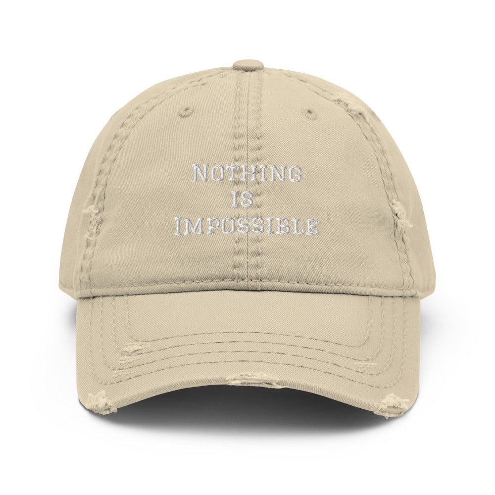 Motivational Cap "Nothing Impossible" Inspiring Law of Affirmation Distressed Dad Hat