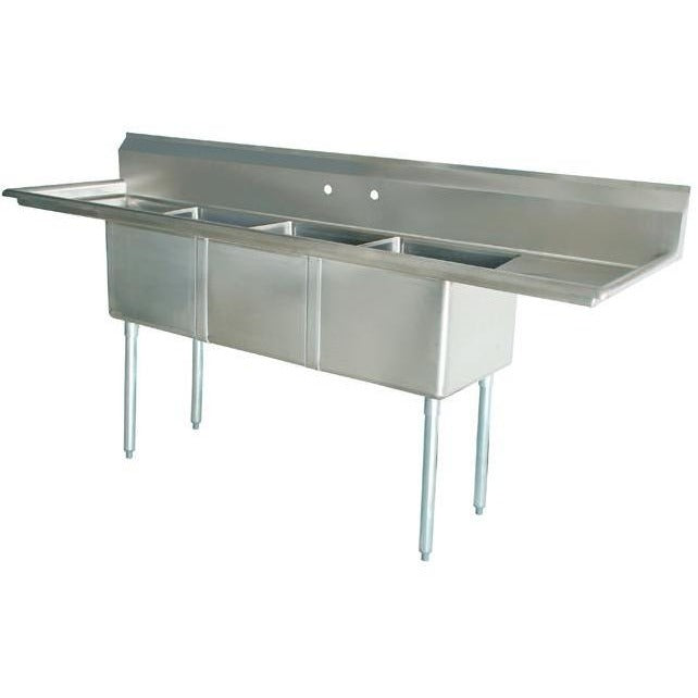 Stainless Steel 3 Compartment Sink 60 X 20 With 2 15 Drainboards